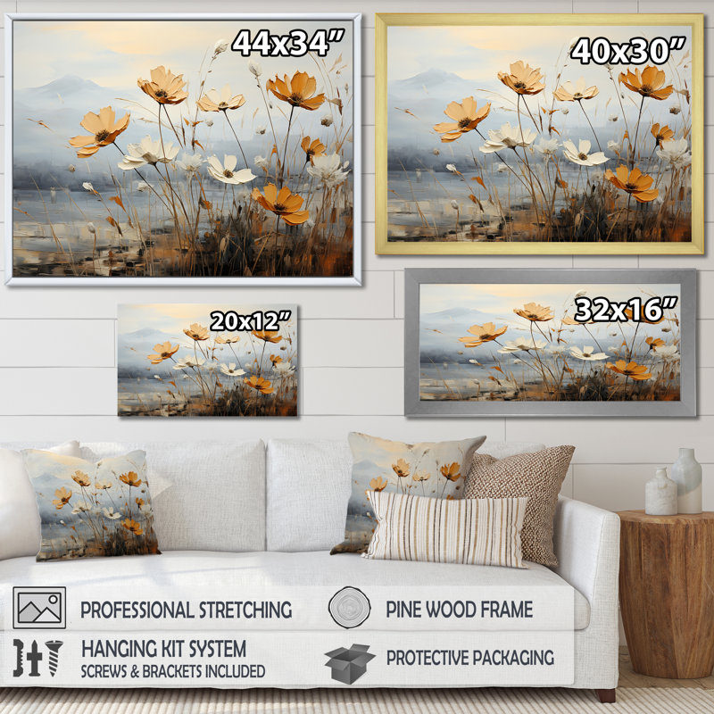Golden Meadows Of Flowers Fields III sur toile, Toile tendue, H 12 po x l 20 po x P 1 po