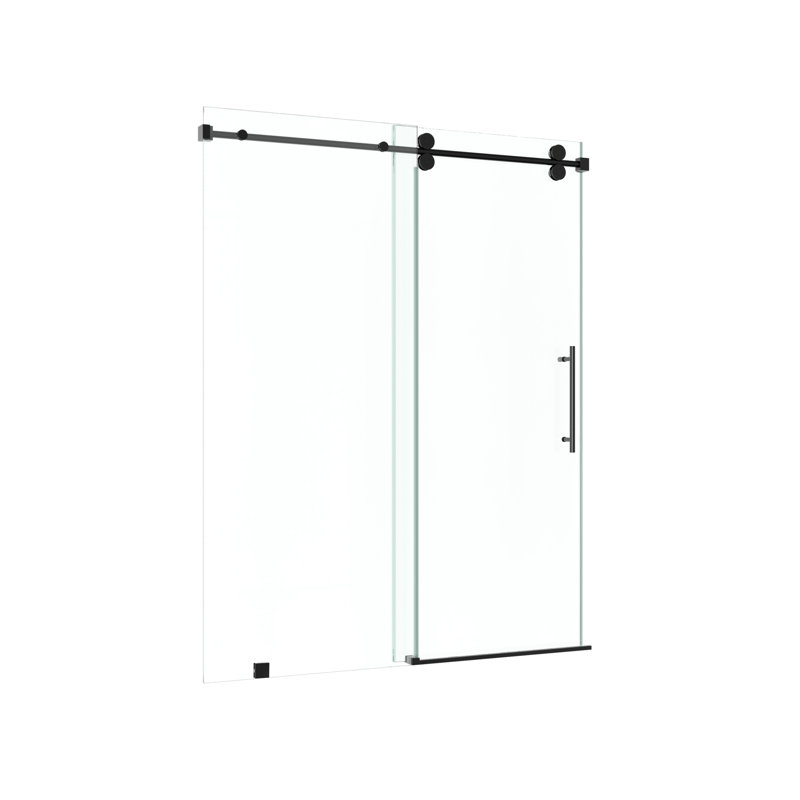 KW04 44 - 48 In. W X 76 In. H Single Sliding Frameless Shower Door With 3/8 In. Clear Glass, Matte Black