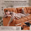 Canapé nuage orange 2 places en chenille avec pouf amovible, coussins capitonnés et finitions à pompons-355024012