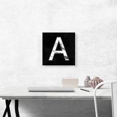 " Classy Black White Marble Alphabet Letter A "