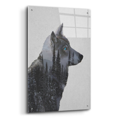 Millwood Pines 'Winter Wolf' By Davies Babies, Acrylic Glass Wall Art, 12"X16"
