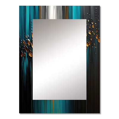 Abstract Geometric Green And Gold - Geometric Unique Mirror, Green Large Wall Mirror, Printed Metal Art