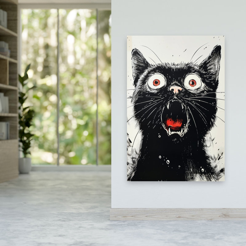 «Screaming Black Cat», art mural contemporain, 60" H x 40" W