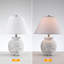 Lampe de table en céramique de 21 po avec finition à la main, base gris vieilli, abat-jour empire blanc, éclairage ambiant doux pour le comptoir de la cuisine de la chambre à coucher du salon
