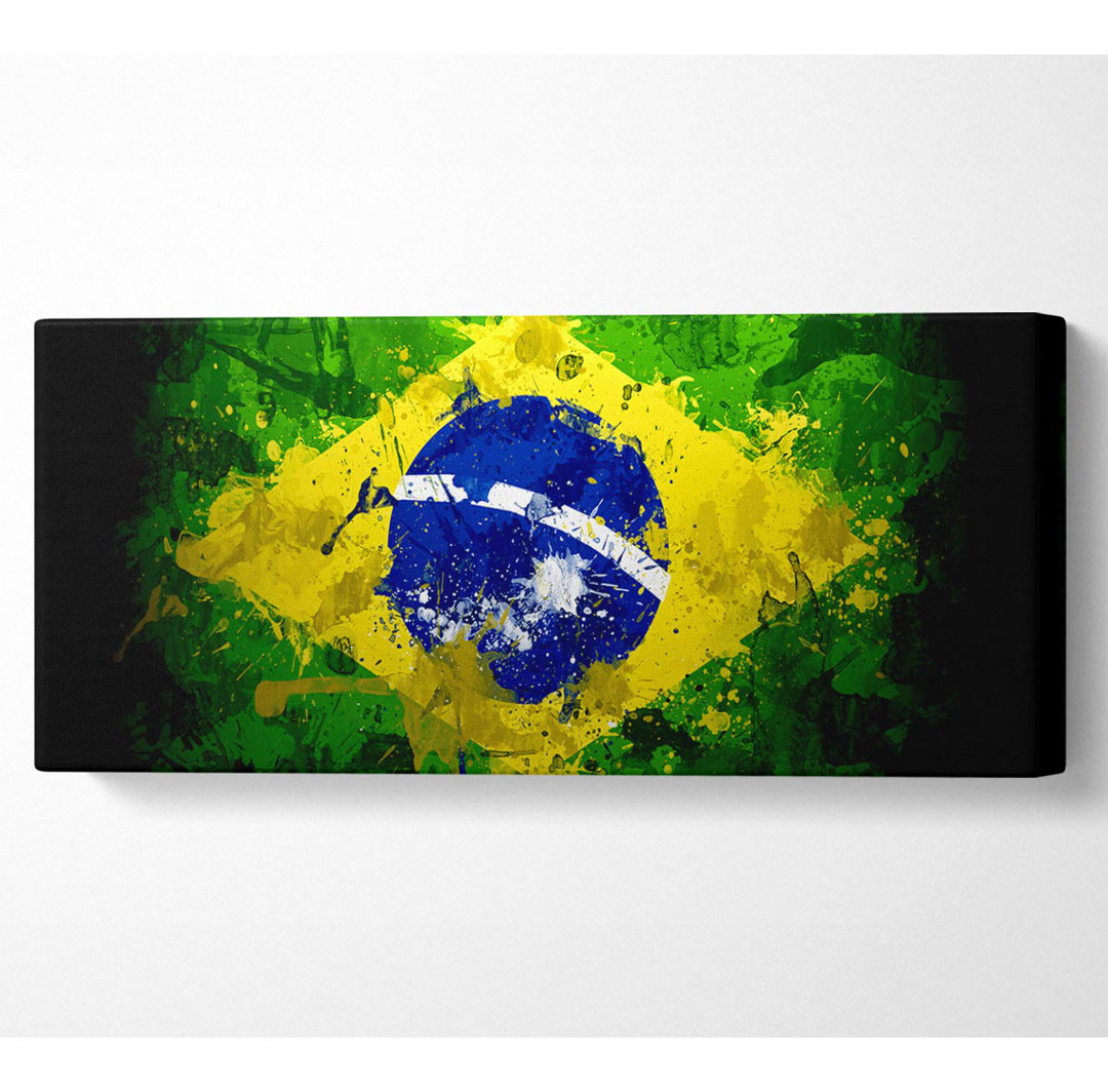 Brasilianische Flagge Grunge Panoramaleinwand