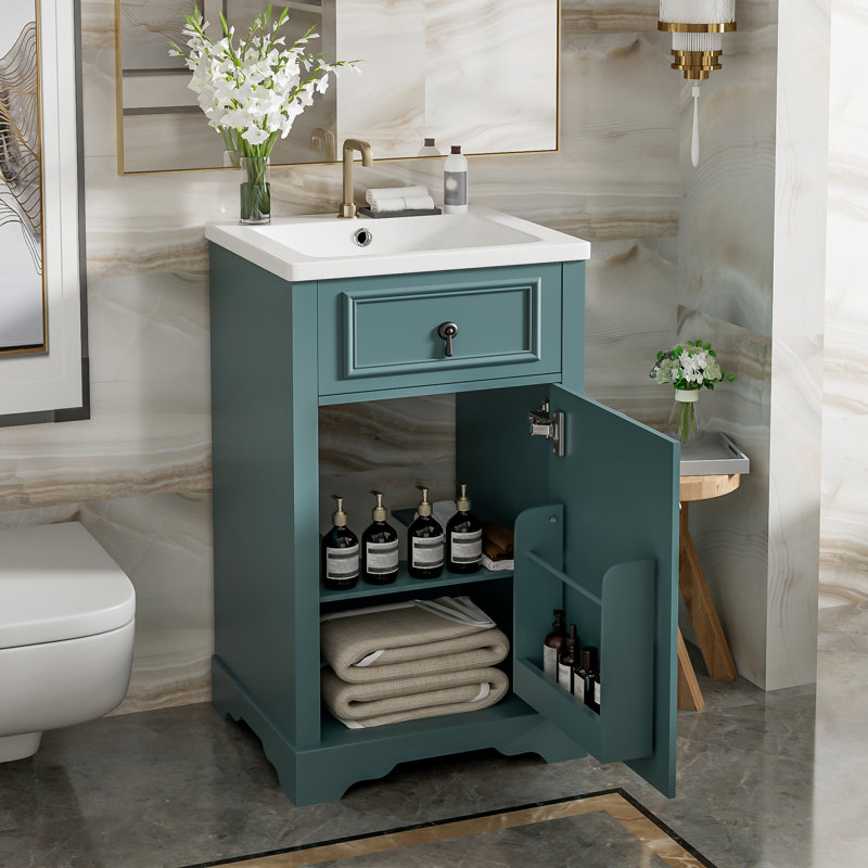 Meuble-lavabo avec lavabo, porte à fermeture douce, petites salles de bain