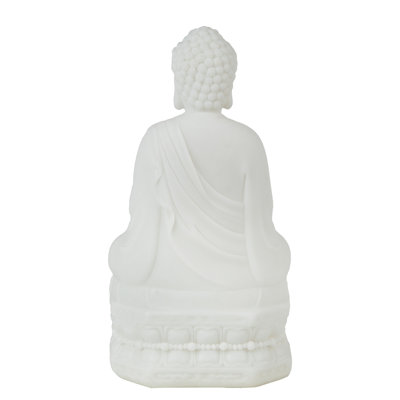 5.5X4.7X11.8" White Sitting Buddha Figure