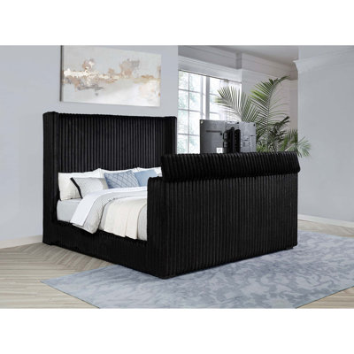 Luxury Wingback Bed with Integrated TV Lift and Power Access