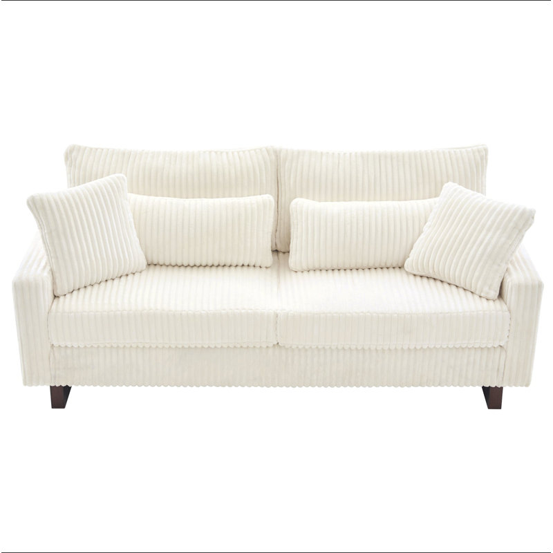 Modern Loveseat Sofa 80.3" Sofa Couch Upholstered Sofa With Four Pillows For Living Room, Beige