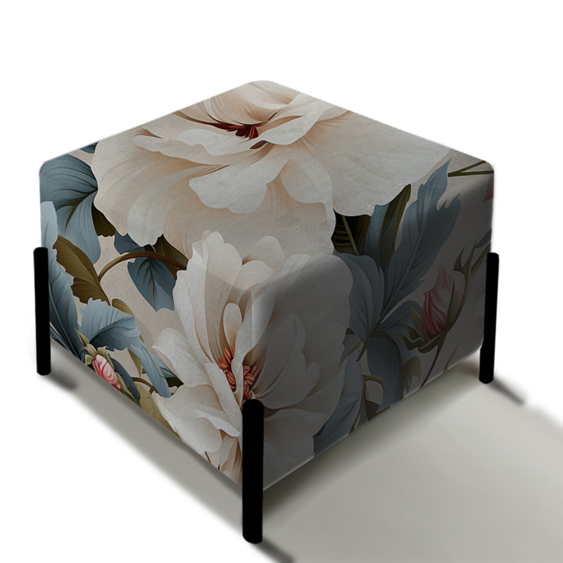 Pivoine carré blanc antique floral