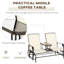 Banc-balancelle de jardin avec table intégrée - Tissu en maille beige à séchage rapide. Structure en métal pour terrasse ou patio. Double balancement pour un confort optimal. 146,4 cm (l) x 80,4 cm (p) x 101,6 cm (h). Parfait pour les jardins, les vérandas et les cours.