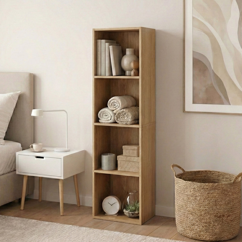 Gerardi 32cm W Standard Bookcase, Oak, 106 cm H x 32 cm W