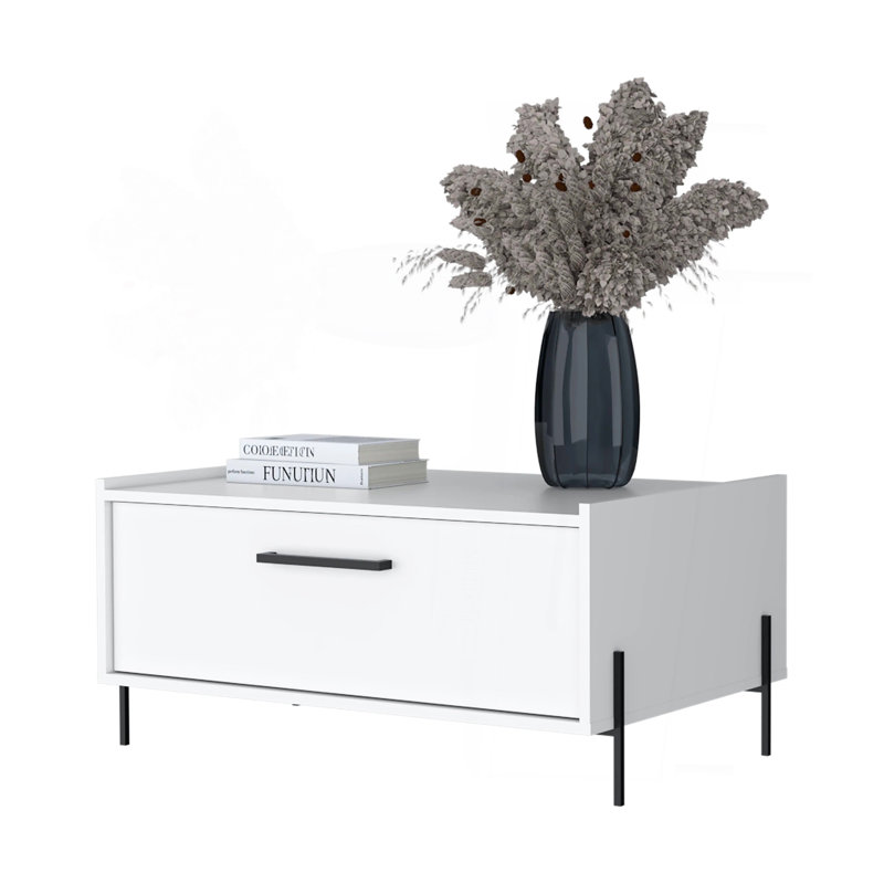 Table basse avec porte rabattable, Blanc