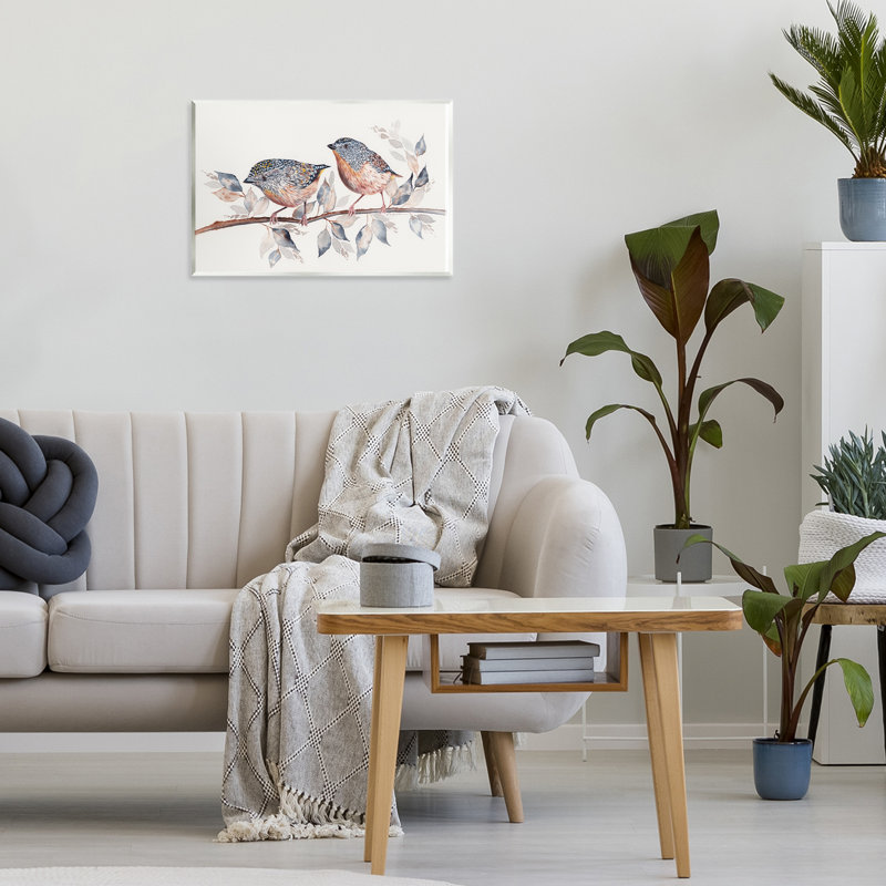 Paire d'oiseaux mouchetés sur plaque murale, design par Cady, H 10 po x l 15 po