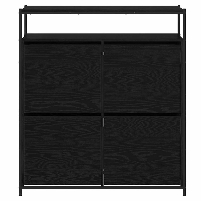 Shoe Cabinet 100 X 34 X 112 Cm Engineered Wood, Black Oak