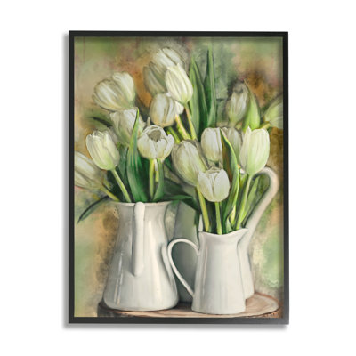 " White Tulips In Charming Country Pitchers " by Ziwei Li