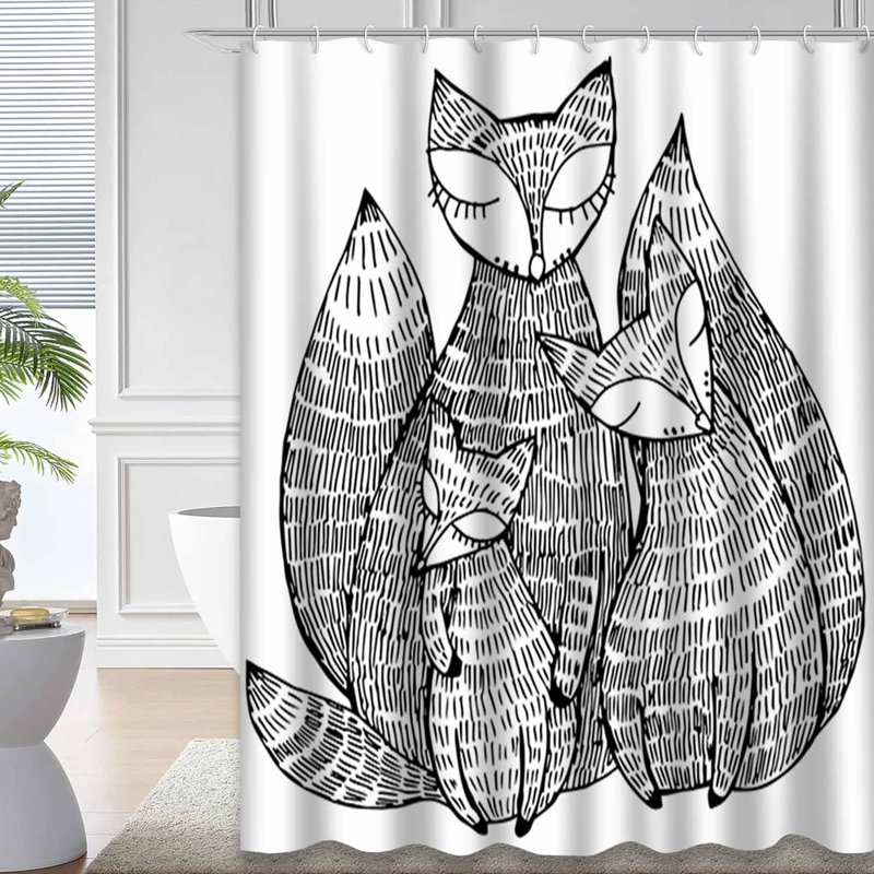 Rideau de douche avec 12 crochets Fox, L 72 po x l 72 po