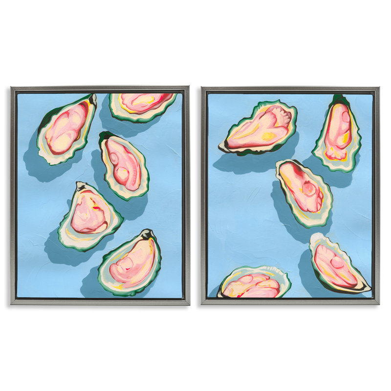 Ensemble de 2 toiles flottantes Fresh Oyster Appetizer encadrées par Grace Popp, H 31 po x l 25 po