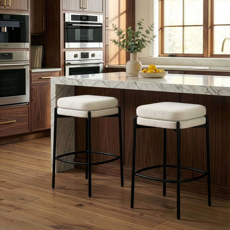 Beeta Upholstered Counter Stool, White, Counter Stool (26.50" Seat Height)