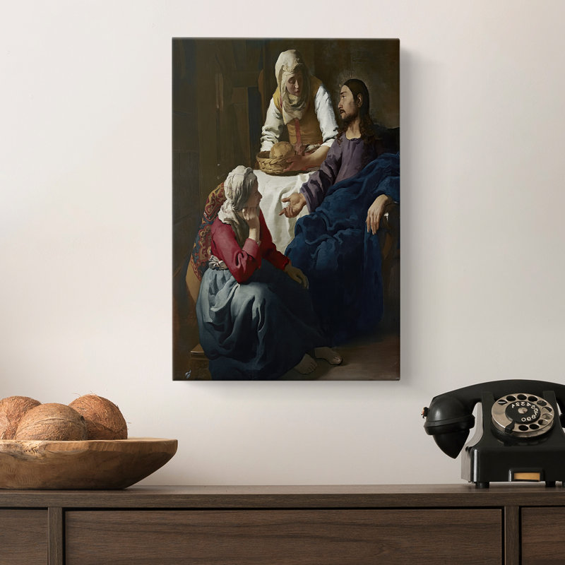 Le Christ dans la maison de Marthe et Marie, toile tendue par Jean Vermeer, 12 x 18
