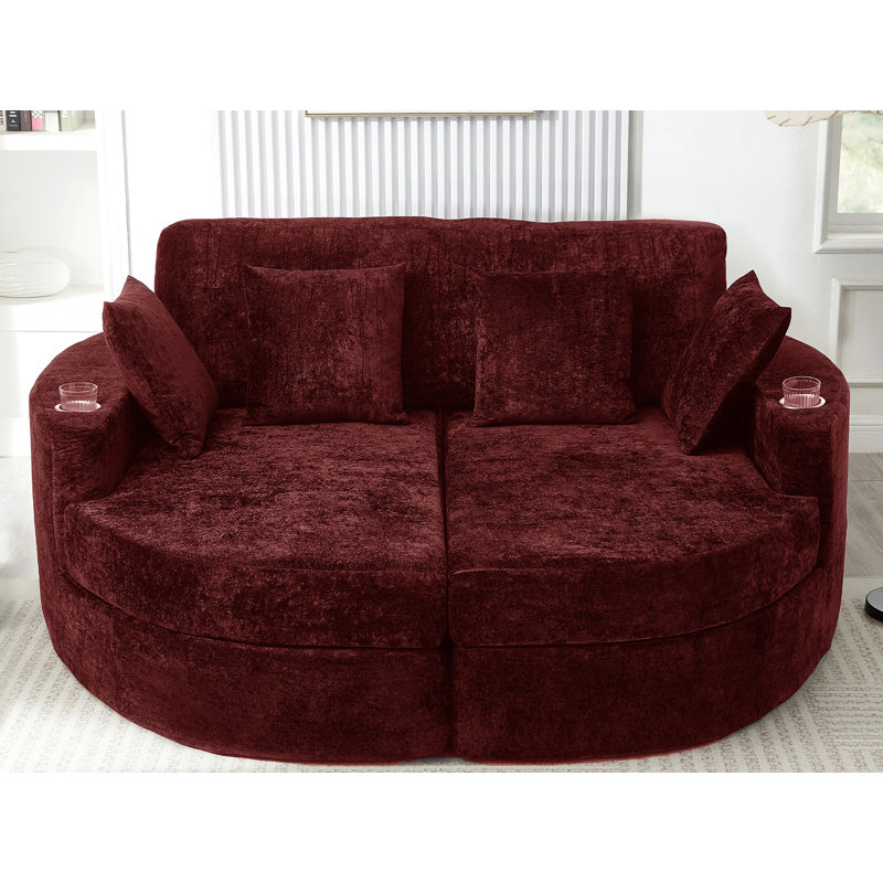 Fauteuil demi-tonneau rembourré avec porte-gobelets, Rouge
