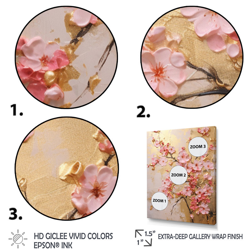 «Apple Blossom Harmony II», reproduction d'art sur toile florale, Cadre d'angle fermé blanc, L 30 po x H 40 po