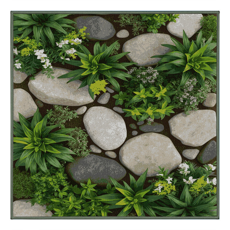 Machine Washable Nature Green Area Rug, Square 3'