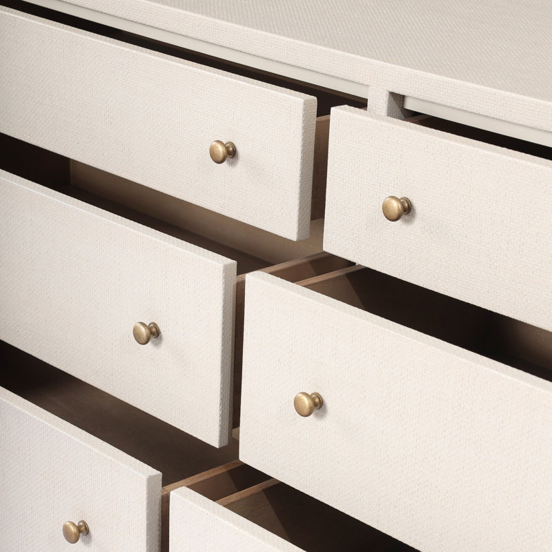 Fiona 6 Drawer Dresser - Black Raffia, Ivory Painted Raffia