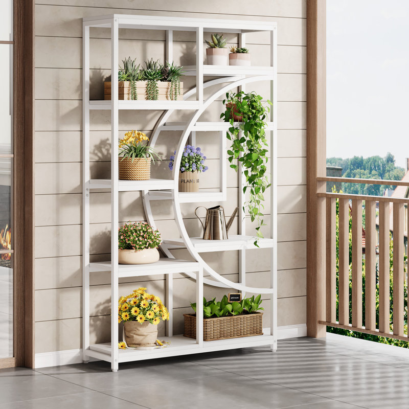 175cm H x 95cm W Steel Geometric Bookcase, White