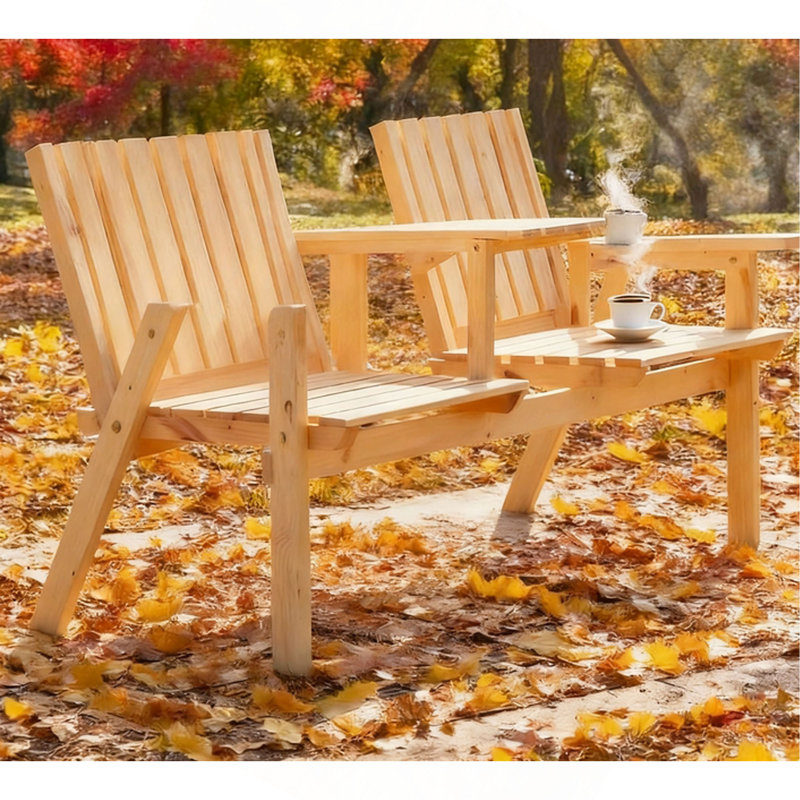 Banc avec ensemble de table Banc de patio, banc de jardin avec table du milieu et trou pour parasol