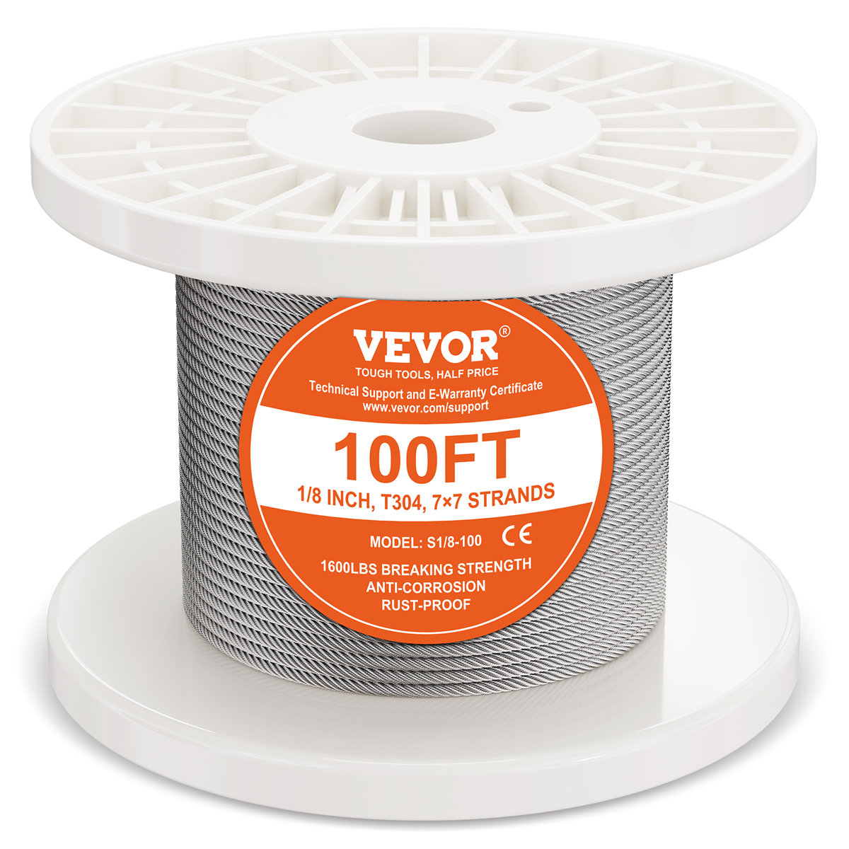 Snapklik.co : Steel DN Ate 150ft 1/8" Black T316L Stainless Steel Cable, 7 7 Strands Wire - View #4