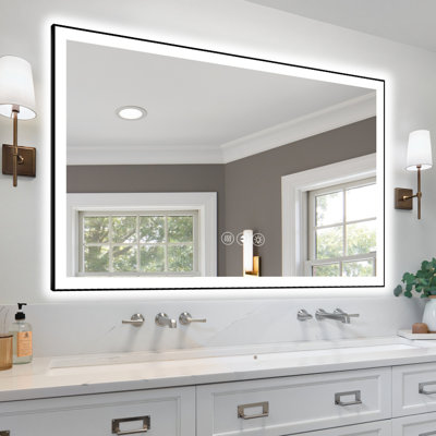 Miroir de salle de bain 60 po x 40 po à DEL sans cadre, miroir intelligent