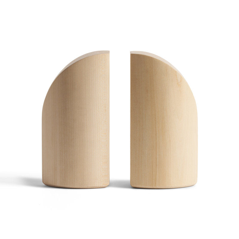 Pi Solid Wood Bookends, Cream