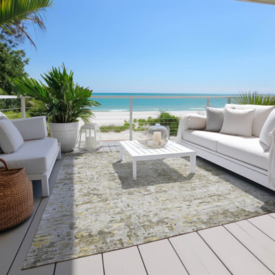 Machine Washable Indoor/Outdoor Cicel ACN1128 Taupe Rug