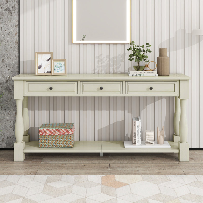 Cervantez Console Table Long Console Table with Drawers and Shelf,entryway table,sofa table, Antique White
