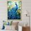 Yunick bleu sarcelle symboliste - art mural paon pour le salon