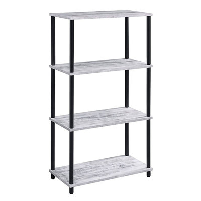Bibliothèque classique à 4 étagères, style antique blanc et noir, idéale pour le rangement au bureau