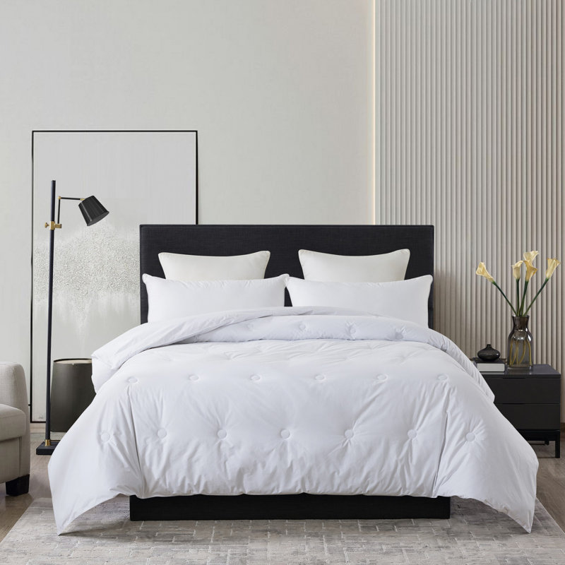 Édredon en duvet synthétique polyester toutes saisons, Simple, Blanc