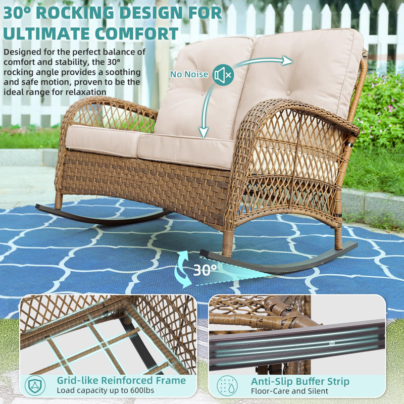 Chaise berçante en osier pour l'extérieur Meetwarm