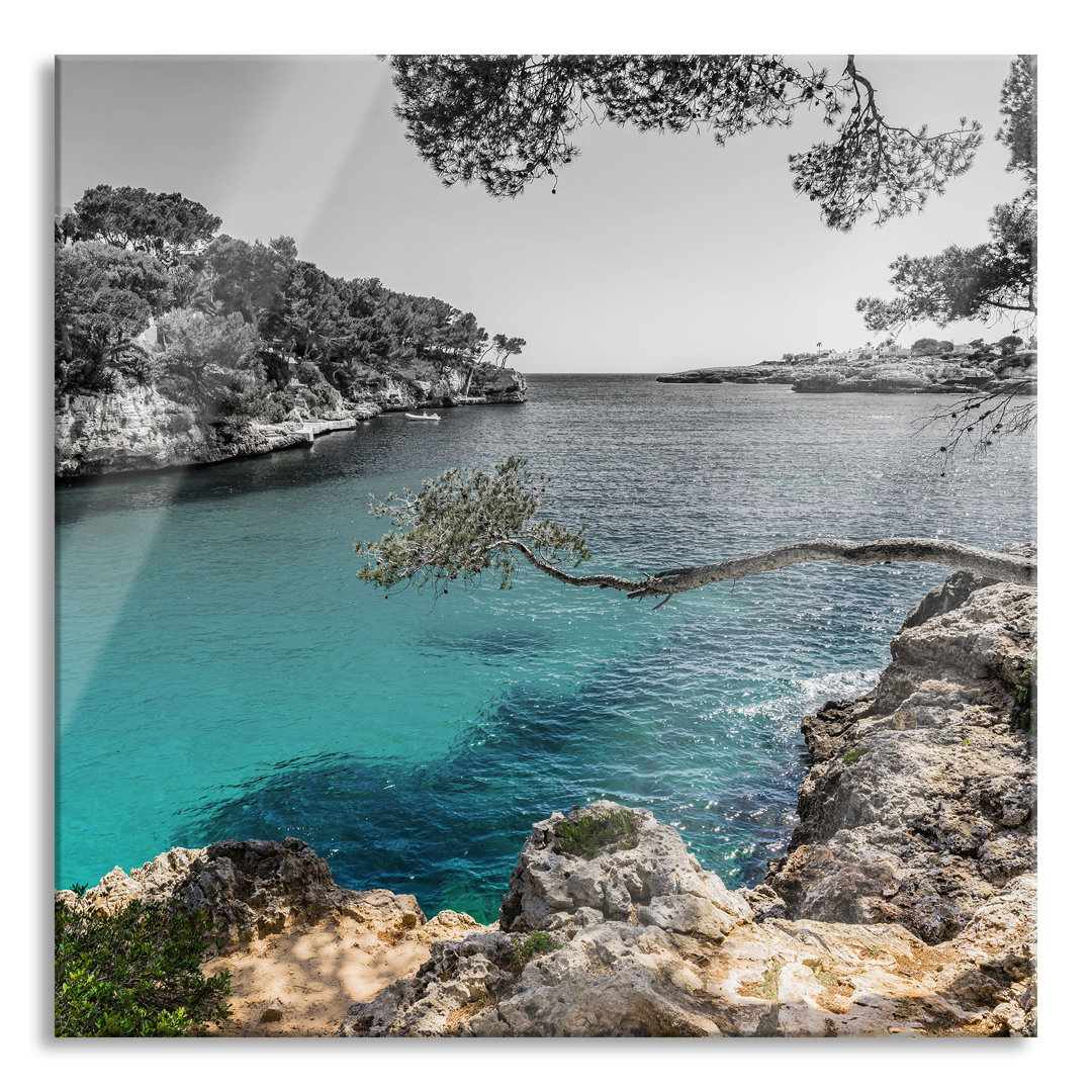 Glasbild Quadratisch | Wandbild Auf Echtglas | Mallorca Bay Cove Inkl. Aufhängung Und Abstandshalter GLAS_LQy16939 1