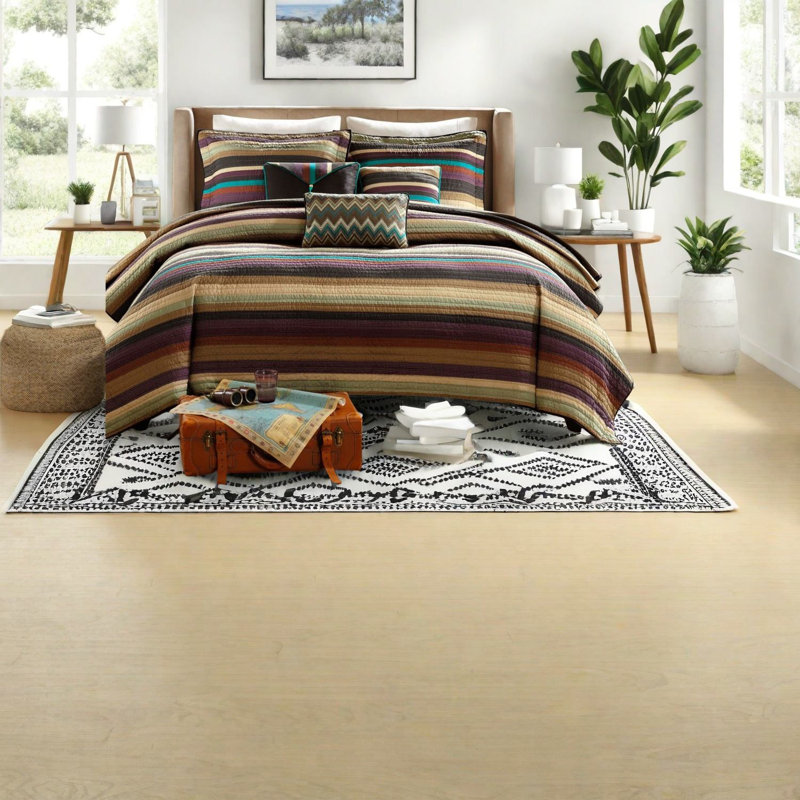 Ensemble de literie en coton multicolore, style rustique, parfait pour la décoration intérieure