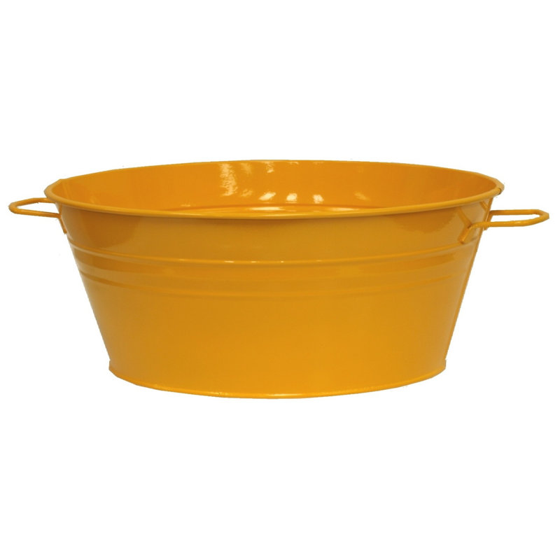 Bac à fleurs en acier émaillé galvanisé., Safran, H 8 po x l 19 po x P 19 po