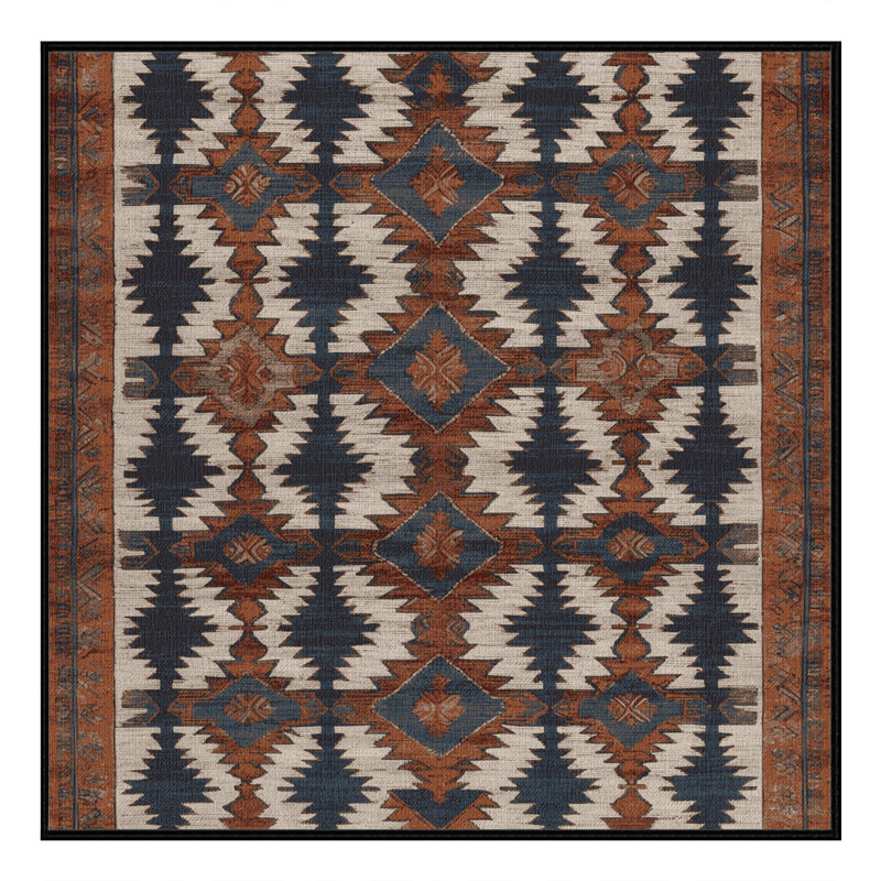 Tapis turc noir lavable à la machine, Carré 3 pi