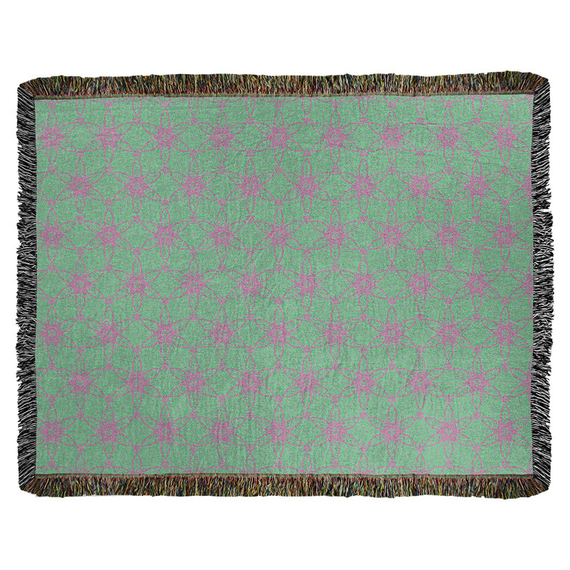 Couverture en coton tissé Katelyn Elizabeth, l 37 po x L 52 po, Vert et rose