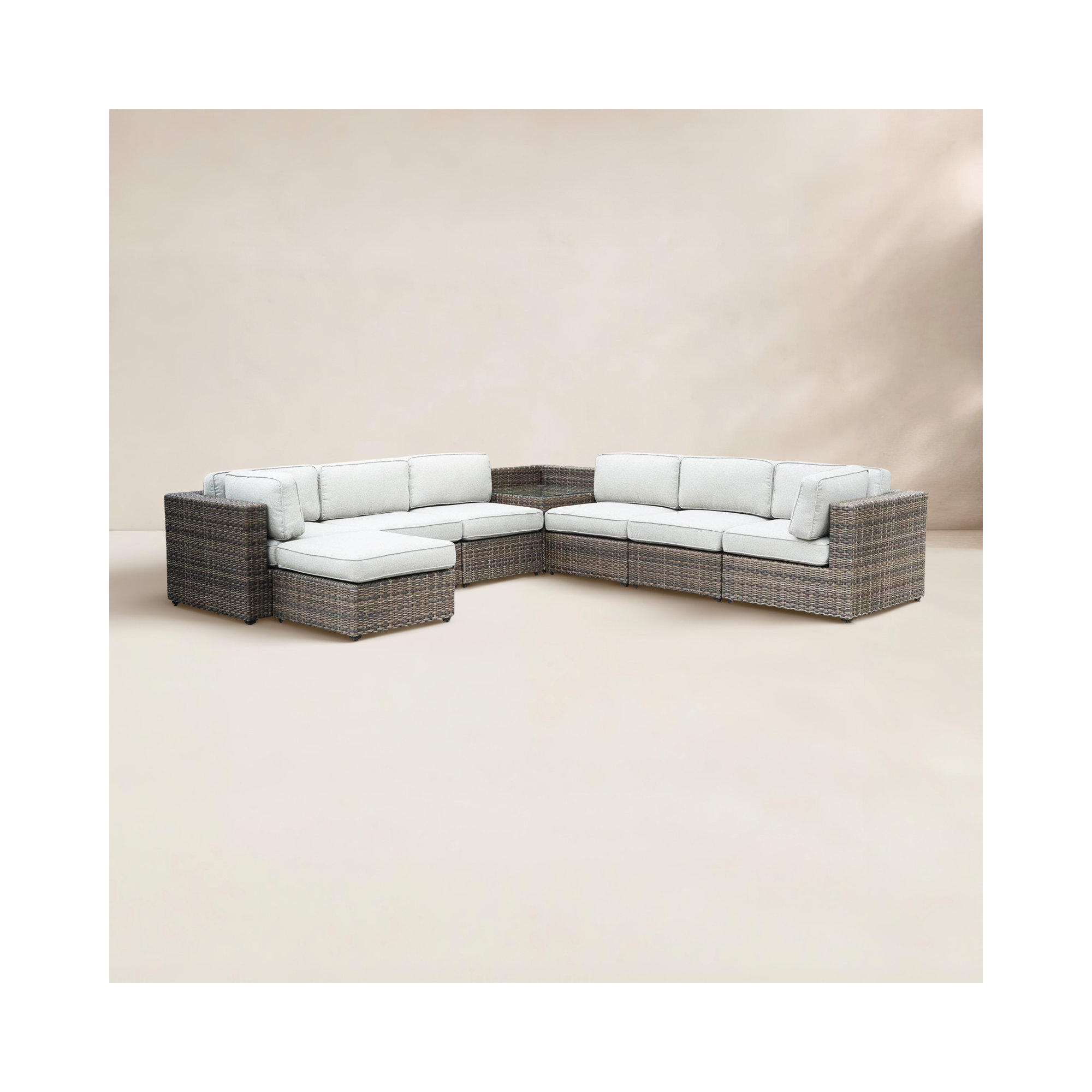 Montae 222'' Wide Curved Wicker Patio Sectional with Cushions