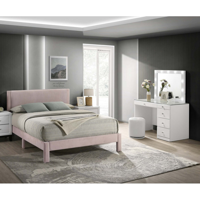 Mobilier de chambre à coucher 1Pc, Lit simple, Rose