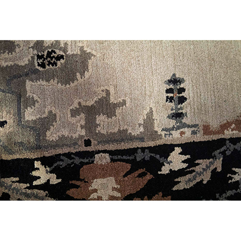 Tapis gris et noir noué à la main de haute qualité