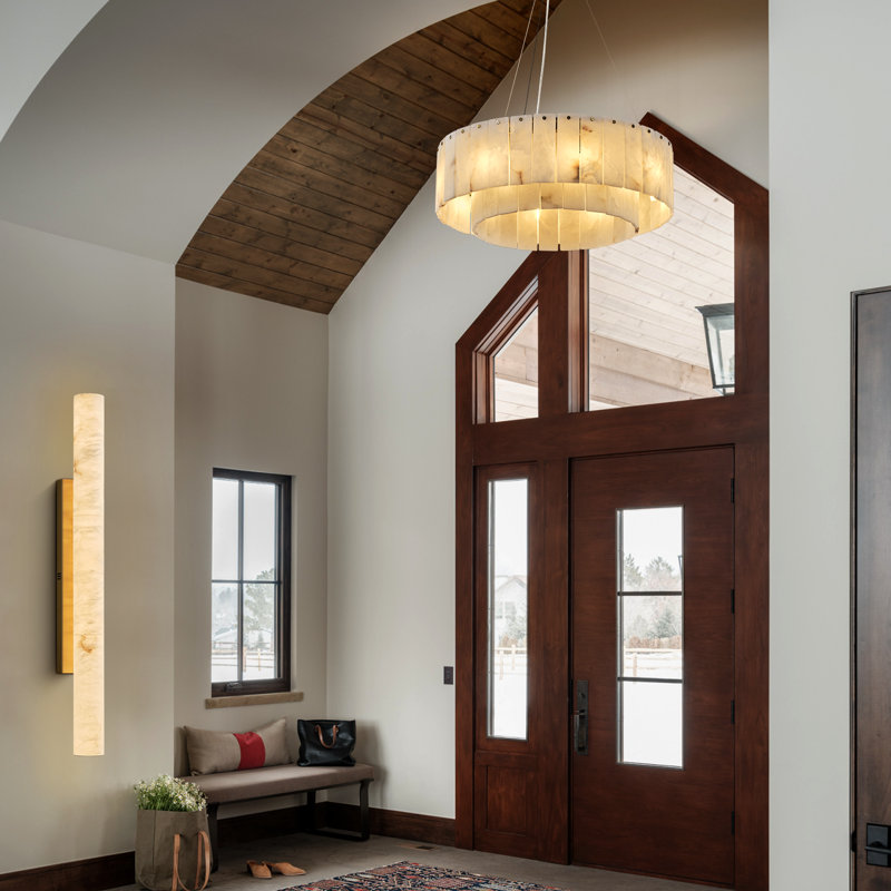 Castilla 2- Light Bathroom Mirror Wall Sconces Wallchiere with Alabaster Shade, Gold