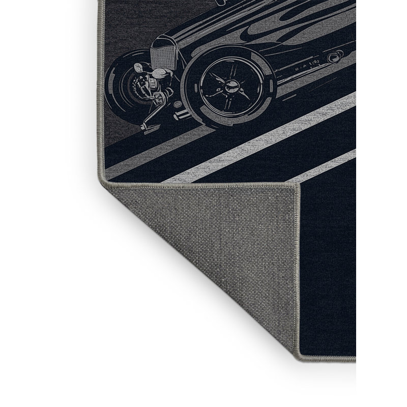 Tapis gris moelleux moelleux pour voiture moderne à rayures Hot Grey - reliure grise, 2 x 4