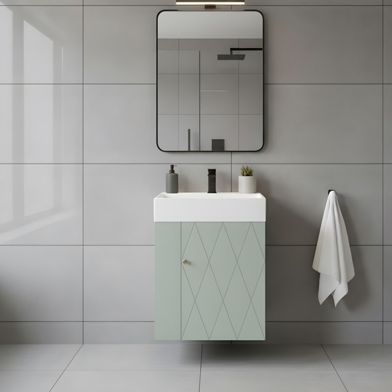 Meuble-lavabo à motif de losanges 20 po, Vert
